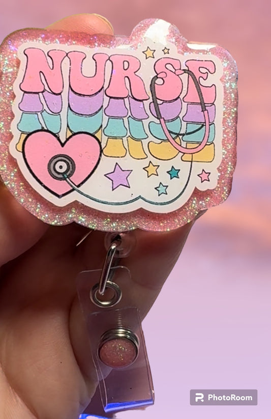 Pink Nurse Badge Reel